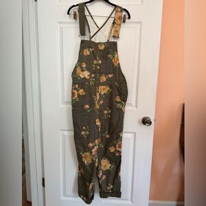 Free People Floral Overalls